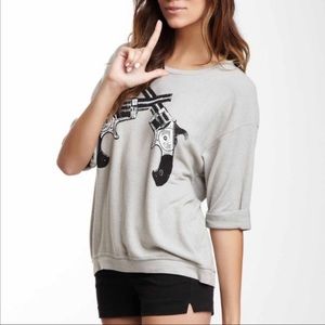 Wildfox Showdown Short Sleeve Jumper in Couture Grey Size Small